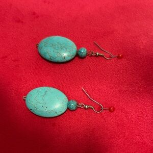 Vintage Turquoise Dangle Earrings - Costume Jewelry